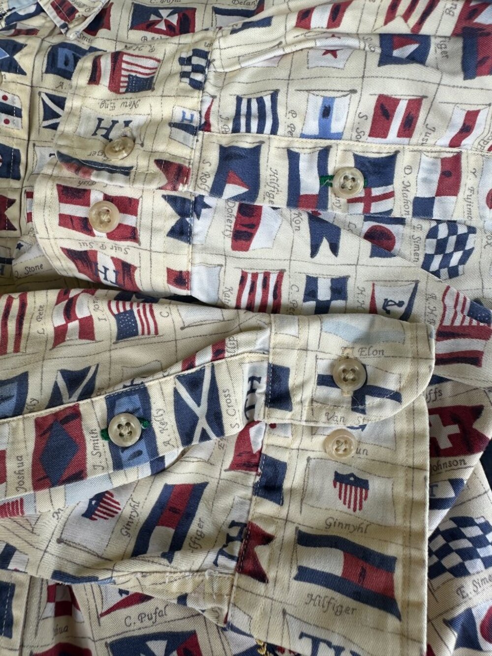Vintage Tommy Hilfiger Nautical Flags Design Men's LS Button Front Shirt Medium - Picture 6 of 6